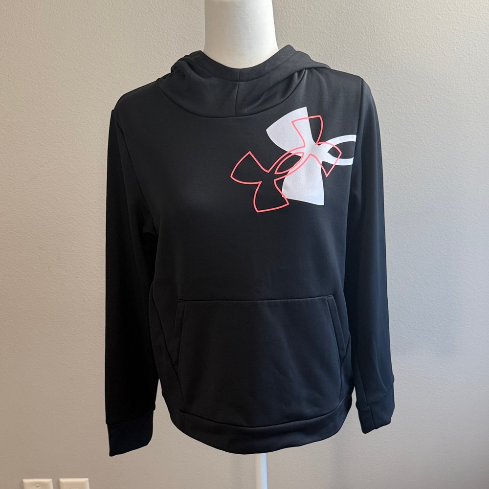 Under Armour Black Hoodie with White and Pink Logo